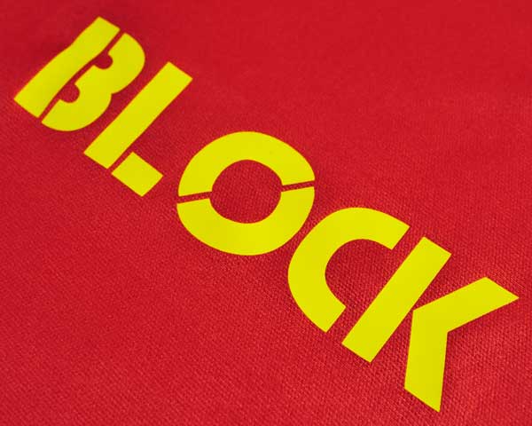 The word "Block" in Sunflower Subliblock
