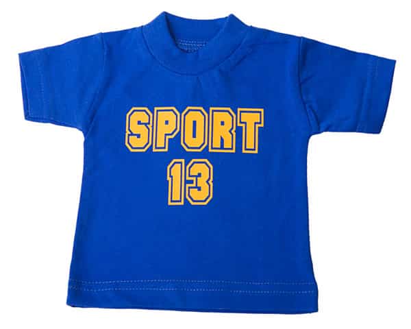 A shirt with the word "Sport 13" made using ThermoSport