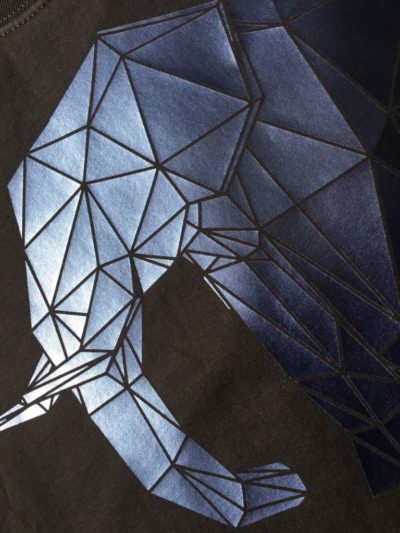 A geometric elephant made using Cobalt Blue DecoFilm Paint FX
