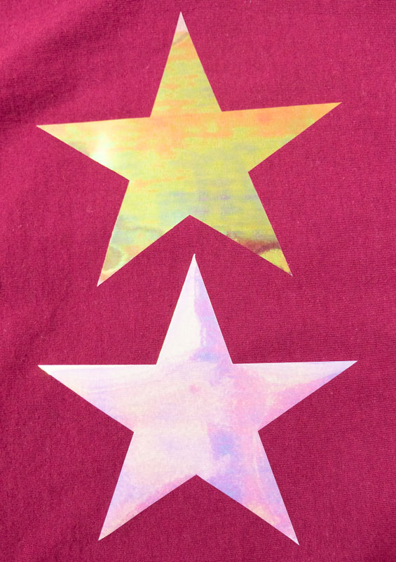 Two stars, the top one in Brilliant Rainbow and the bottom in Brilliant Rainbow Opaque DecoFilm