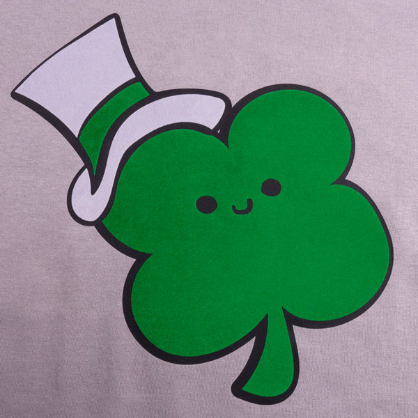 A clover with a top hat on made with Grey and Green DecoFlock Premium Plus and ThermoFlex Plus