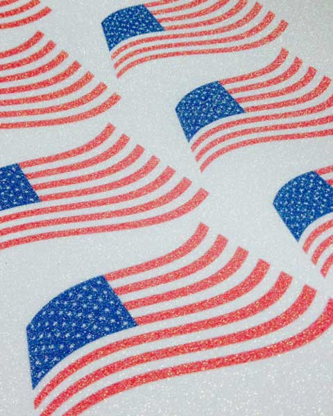 American flags printed onto GlitterFlex Printable