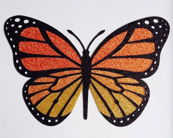 A butterfly made using various colors of Pressure Sensitive GlitterFlex Ultra
