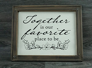 Image depicting the downloadable cut file that says "Together is Our Favorite Place to Be" and decorative flowers