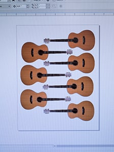 The sublimatable image that we will be printing- its a lot of guitars packed together so we are able to make the most of our print.