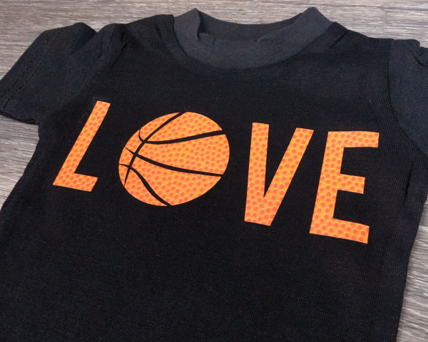 A shirt that says "love" with a basketball in Basketball ThermoFlex Fashion Patterns