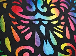 A closeup of a heart made with Rainbow Multi DecoFilm Soft Metallics