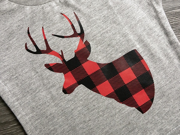 The silhouette of a deer made with Buffalo Plaid Red ThermoFlex Fashion Patterns