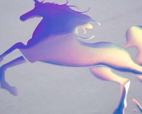 A unicorn design made using Blue DecoFilm Brilliant Chameleon