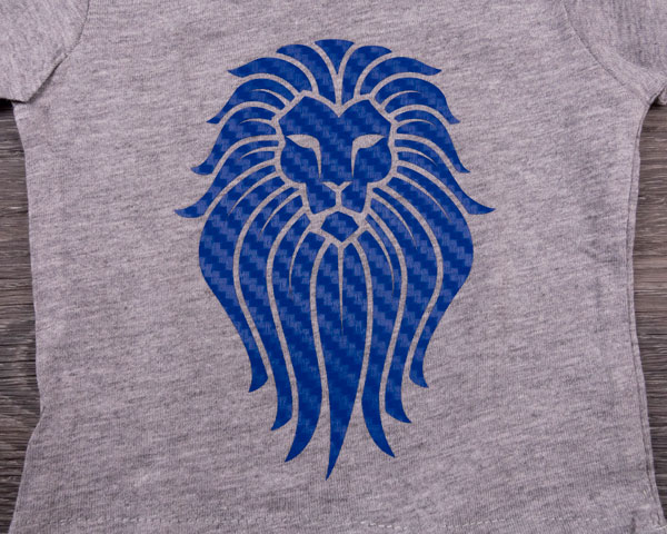 A lion design made with Textured Carbon Fiber Royal Blue