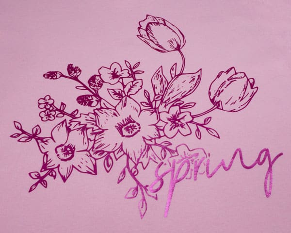 Flowers with the text "spring" in Pink ThermoFlex Turbo Brights