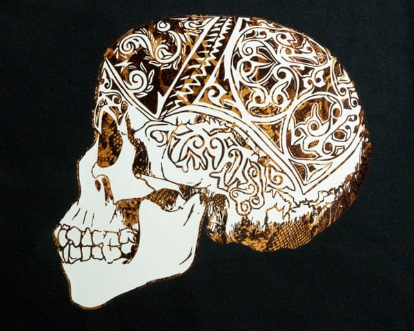 A skull made with ThermoFlex Plus and Snake DecoFilm Soft Metallics