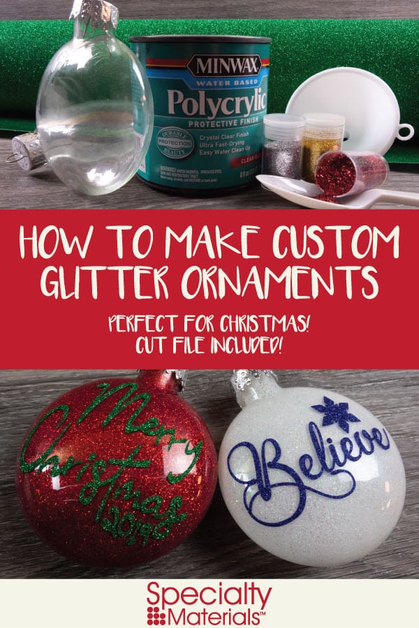 A pinable image for Pinterest for our How to Make Custom Glitter Ornaments blog post