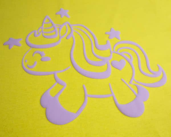 A unicorn design done in Lilac FashionFlex® Puff