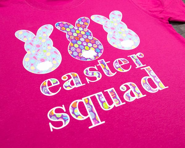 A bunny design in White ThermoFlex Plus and Easter Egg and Easter Bunny ThermoFlex® Fashion Patterns Festive