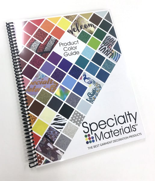 Photo of what Specialty Materials' product color guide looks like