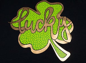The available cut file showing a four leaf clover with the word "Lucky"