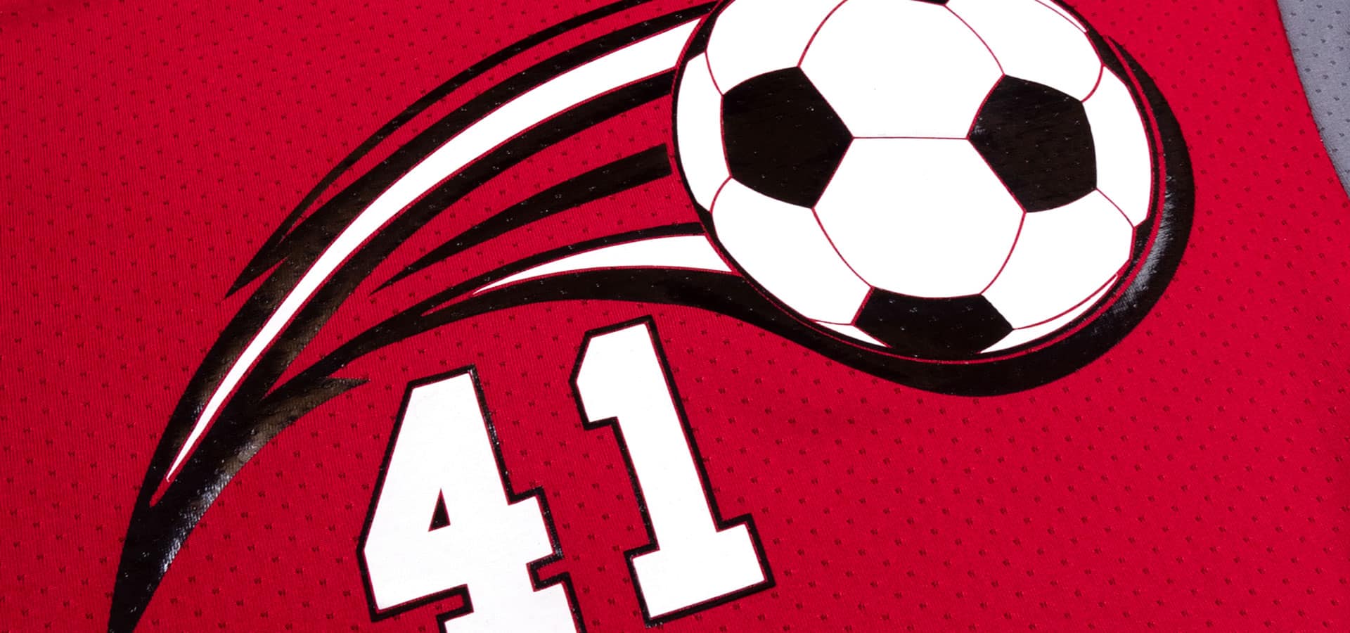 A soccer ball on a jersey with the number 41 made with Black and White ThermoSport