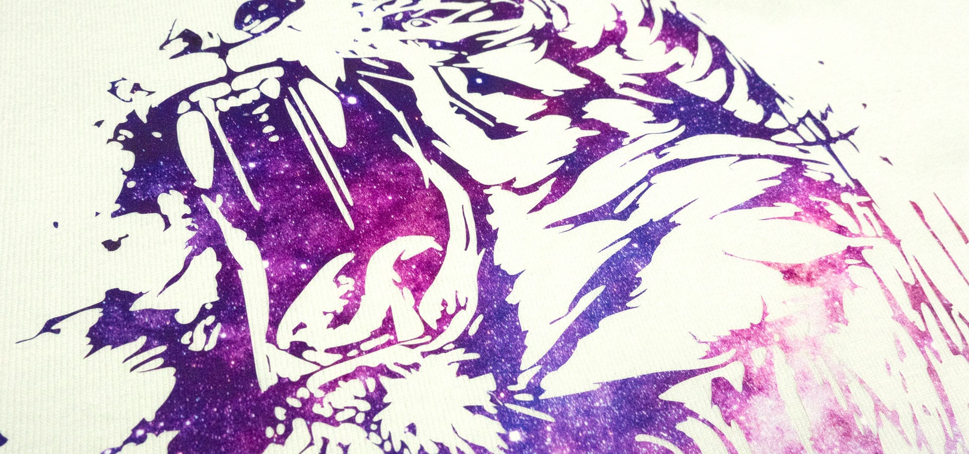 A tiger printed with a galaxy pattern using ColorPrint™ Solvent/Ecosol CPS-2160