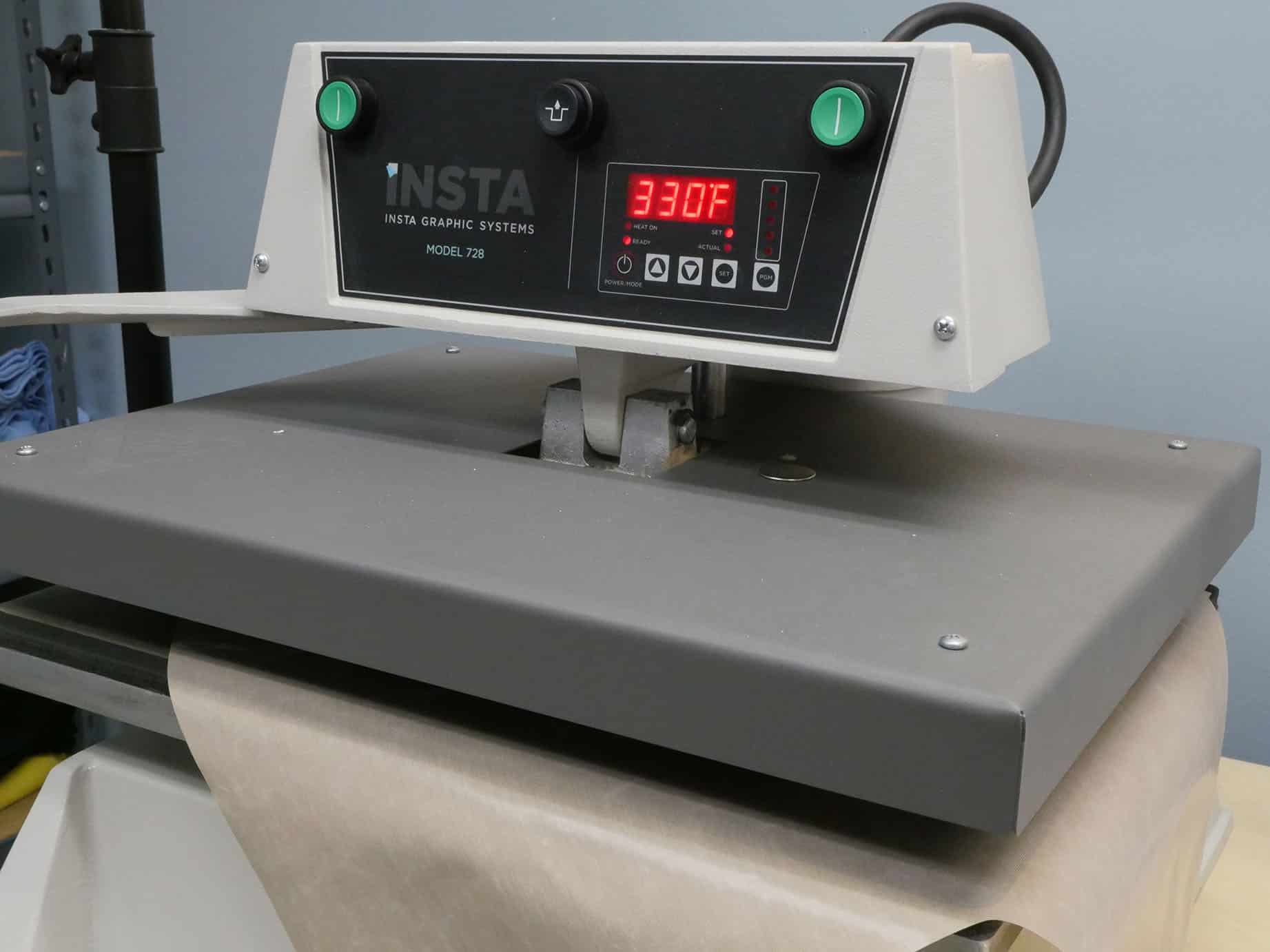 The heat press up to proper temperature for ThermoFlex Plus which is 330 degrees