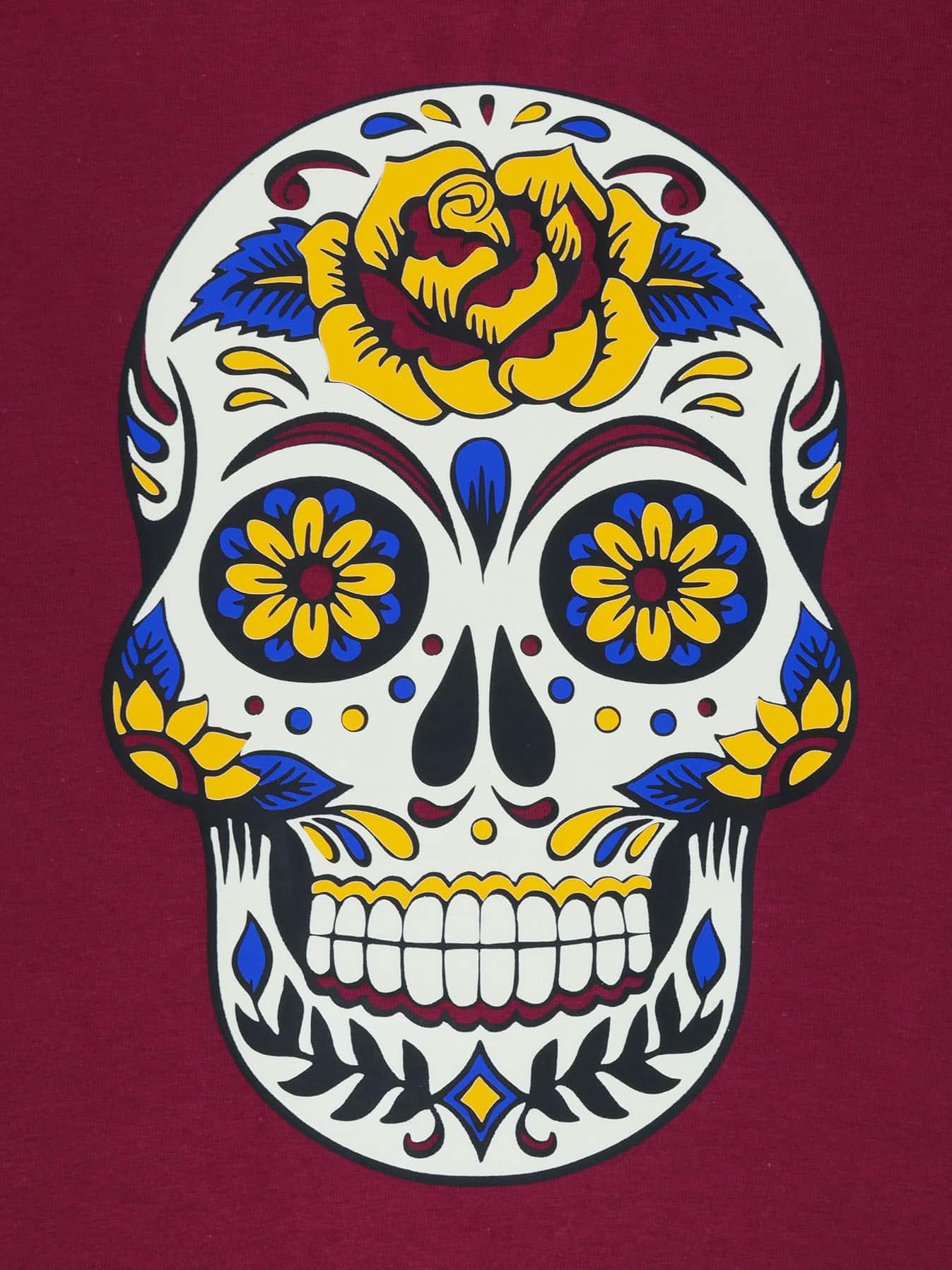 The finished sugar skull in the light
