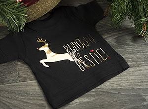 Image depicting the downloadable cut file that reads "Rudolph is my bestie" and has a reindeer with a red nose