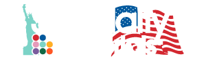 The Specialty Materials logo but patriotic for the 4th of July- behind the logo is the Statue of Liberty and the American Flag